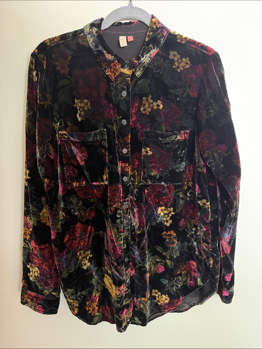 PILCRO Floral Velvet Button Down - Picture 5 of 6